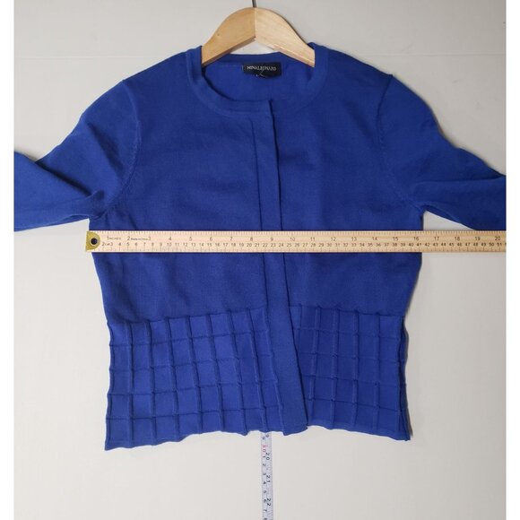 Nina Leonard Womens Open Front Blue Cardigan Textured Size S Classic Preppy - Picture 4 of 6